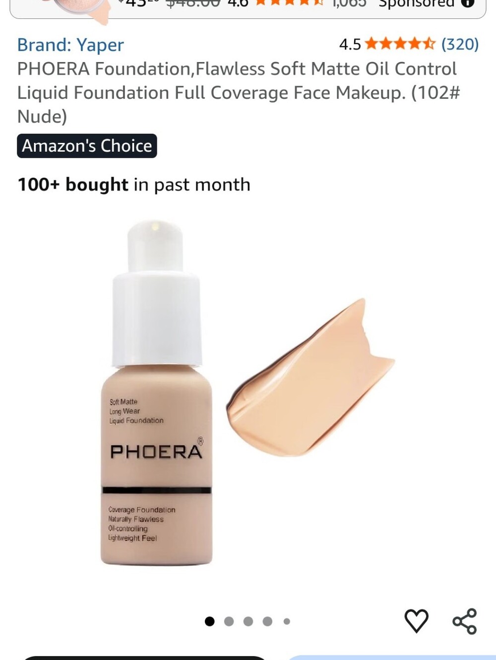 Liquid Foundation - Nude Beige - Soft Matte Full Coverage Nude#102